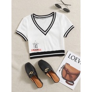 Claire Plus Size Ribbed Knit Contrast Binding Top 31093