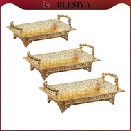 blesiya Iron Golden Fruit Tray with Handles Countertop Tray Desert Tray Storage