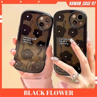 Case iPhone 11 12 13 14 Pro Max X XS XR 7 8 Plus SE 2020 Casing Softcase Silicone Custom Black Flower Retro TPU High Quality SS128