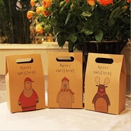 10pcs Kraft Paper Candy Boxes and Gift Bags Christmas Gift Packing Box Santa Claus Xmas Favors Bag F