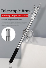 BOBBI-แขนบูมสแตนเลส ขนาด สำหรับขาตั้งไฟแฟลข Stainless Steel Boom Arm Studio Photo Telescopic Boom Ar