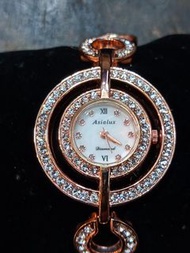 Asialux雙環水鑽女鍊錶