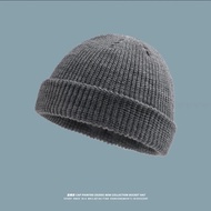 Beanie Hat Topi Streetwear Unisex Knitted Skullcap Hat Binnie Cap Roll Up Edge Trendy Cap 9