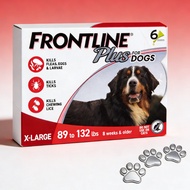 FRONTLINE Plus for Dogs Flea and Tick Treatment (Extra Large Dog, 89-132 lbs.) 6 Doses (Red Box)