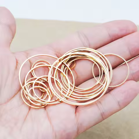 50pcs/Lot Copper KC Gold Color Round Jewelry Accessories Fashion Contract Geometric Earrings Pendant