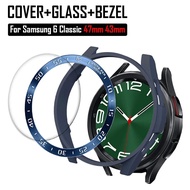 Metal bezel+Watch Case for Samsung Galaxy Watch 6 Classic 47mm 43mm Case+Bezel Ring+Tempered Glass S