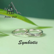 Sterling silver S925-symbiotic couple ring, genuine S925 silver fashion ring Arctic DeerOriginal