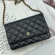 香奈兒/Chanel 黑金髮財WOC 羊皮鏈條包