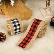 Checkered Burlap Christmas Ribbon Roll