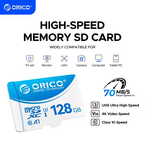 ORICO T3 128GB microSDXC UHS-I Memory Card, 70MB/s Read, 60MB/s, 4K UHD Recoding, U3, Class10, V30, 