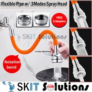 360° Brass Splash-Proof Faucet Extension Pipe Kitchen Bathroom Water Tap Sink Extender 3 Modes Spray Head FREE Adapters