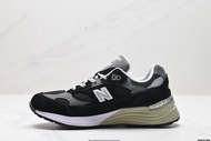 New Balance 992รองเท้าวิ่งกีฬาผ้าหนังหมูระบายอากาศสีดำชายหญิงแบบเดียวกัน