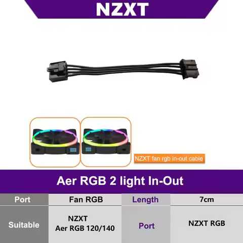 NZXT Aer RGB 2 Light In Out Serial Cable Input Cable Connection Case Fan Adapter Cable