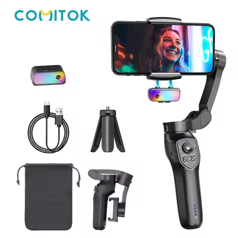 L7C Pro 3-Axis AI Gimbal with Face Tracking RGB Magnetic light Anti-Shake Stabilizer for iPhone Andr