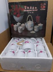 早期大同玫瑰花茶壺茶杯茶具組 - 一壺6杯6蓋