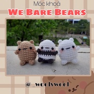 3 bears keychain || Cute we bare bears keychain made of handmade wool||Woolywool