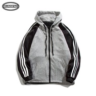 M-9XL Trendy Colorblock Zip Hoodie Plus Size Men Stripe Sleeve Loose Sweatshirt