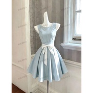 [One-Piece Dress] French One-Piece Dress Sleeveless Dress Summer One-Piece Dress Narrow-Waisted One-
