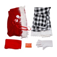 deveodo Red Ribbon and White Plush Ball Dress Women Holiday Outfit Set Christmas Elf Cosplay Outfit 