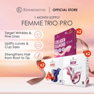 Kinohimitsu FemmeTrio Pro – Collagen Diamond Pro + BustUp Pro + Haeria Pro (1-Month Supply)