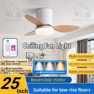 25'' Ceiling Fan Light with APP+Remote Control, 6-Speed 3 Wood Blade DC Motor Kipas Siling Lampu Rev