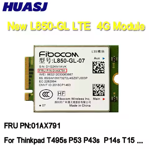 4G LTE Wireless L850-GL M.2 Card For Thinkpad T495s P53 P43s T14 P14s T15 T14s X13 P15s L14 L15 01AX