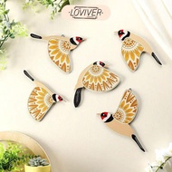 LOVIVER 5 Pieces Wooden Bird Wall Art Multifunctional Collectible Crafts Gift for Home