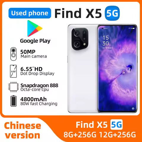 Oppo Find X5 5g Android 12.0 Snapdragon 888 Mobile Phone Screen Fingerprint 6.55" 120HZ 80W Charger 