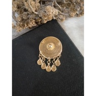 Original copper brooch, gold ring, size 5 cm