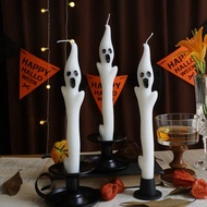 25cm/9.84in White Ghost Pillar Candle, Suitable For Home, Bedroom, Living Room And Holiday Party Dec