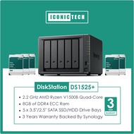 0TB~80TB Synology DiskStation DS1525+ 5-Bay NAS Enclosure Bundles Synology Plus Series SATA HD HAT33