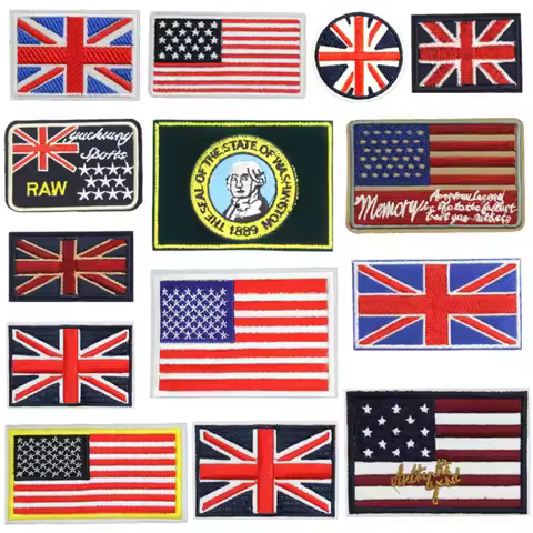 America England Australia Flag Iron-on Sew Embroidered Badge Patches for DIY T-shirt Backpack Clothi