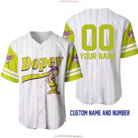 Dopey Dwarf Baseball Jersey Disney Baseball Jersey Shirt 3d Casual T-shirt Men Women Can Wear Disney