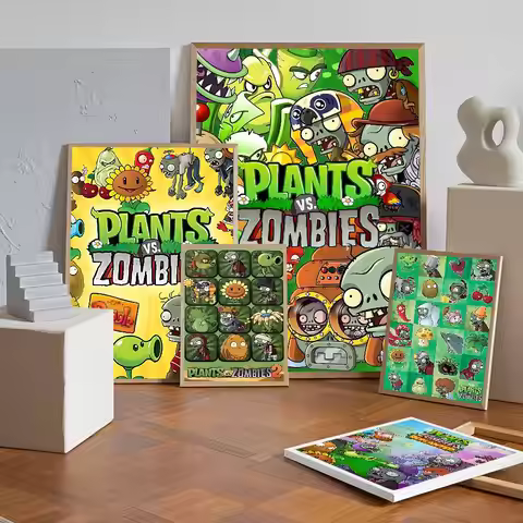 Game P-Plants Vs Z-Zombies Whitepaper Poster Waterproof Paper Sticker Coffee House Bar Posters Wall 