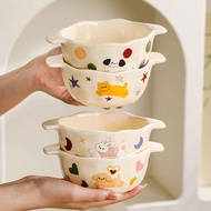 Cute Cute Cute Cute Pet Double Ear Bowl Cute Fun Cartoon Ceramic Rice Bowl Cream Style High-Value Co