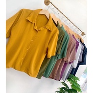 KEMEJA Dikta Blouse Airflow Women's Shirt Short Sleeve Collar Simple Casual