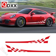 Racing Flag Graphics Sticker Car Door Side Skirt Vinyl Decals For Porsche 911 997 Exterior Accessori