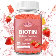 Organic Biotin Collagen Gummies 12000mcg for Hair Growth with Zinc Women Men Skin and Nails Care Sup