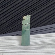 天然 翡翠玉印 招財貔貅 飄花 印章 開運印鑑 免費開光