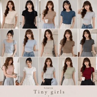 [TINY TINY IA124] Korean Style Fungus Edge Slightly Short Round Neck Top Slimmer Look Short Version 