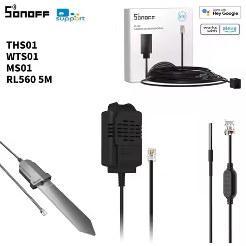 SONOFF H Elite/Origin Sensor THS01 WTS01 MS01 5M Extension Cable RL560 Soil Moisture Humidity Temper