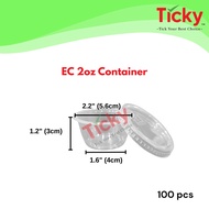 2oz Round Container (100pcs±) EC E622C / Disposable Plastic Food Container / 50ml / Bekas Sos
