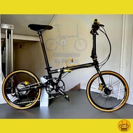 Fnhon Gust 20” • 9 Gears Shimano • Litepro K-Pro Low Wall • Foldable Folding Foldie Bike Bicycle • 20” inches 406 • Black Gold • Crius Velocity Master Blast Tornado Bifold Dahon Tern • Customise My Bicycle •