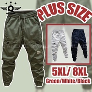 【5XL/8XL】Plus Size Multi-pocket Cargo Pants for men Loose Comfortable Foot-binding Baggy Pants