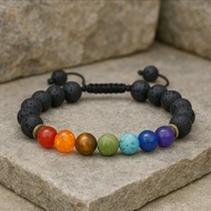 PREMIUM SPECIAL 7 CAKRA Bracelet WISDOM Healing Lava Stone, Spiritual Balance Energy and Mental Heal