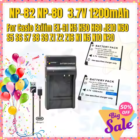 NP-82 NP-80 Camera Battery or USB Charger For Casio Exilim EX-G1 H5 H50 H60 JE10 N50 S5 S6 S7 S8 S9 
