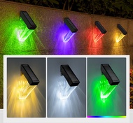 ไฟติดบันได โซล่าเซลล์ ติดกำแพงหน้าบ้าน รั้วบ้าน เพิ่มความสวยงาม ไฟSolar light LED RGB