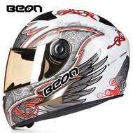 BEON Casco Moto Motorcycle Full Face Helmet Motocross Helmets ECE Approved Classic Motorbike Kart Ra