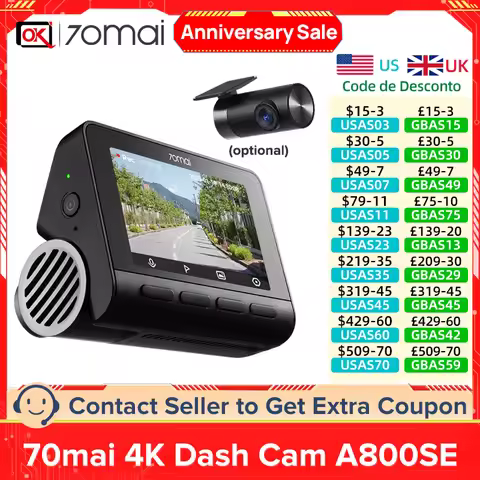 70mai 4K Dash Cam A800SE Most Cost-effective 4K HDR Supercapacitor Car DVR Support GPS ADAS 24H Park