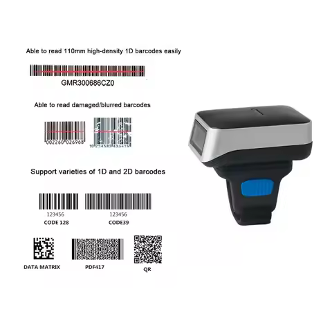 TEKLEAD Wearable Finger Barcode Scanner Wireless 1D 2D Portable QR Code Bluetooth 2.4G Mini Bar Code